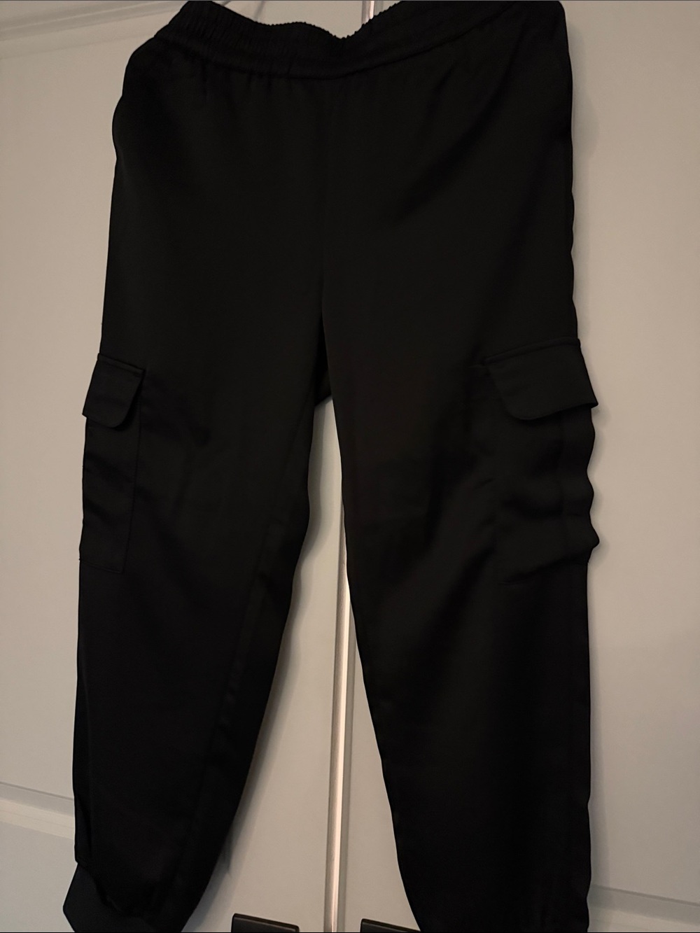Banana Republic Women's Black Cargo Silk Jogger Pants